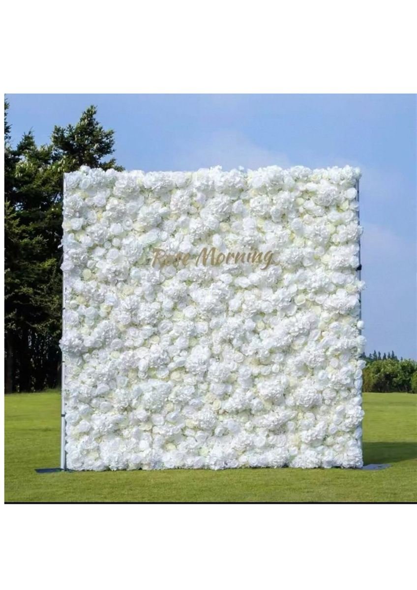 Classic white 3D flower wall backdrop for hire in Perth