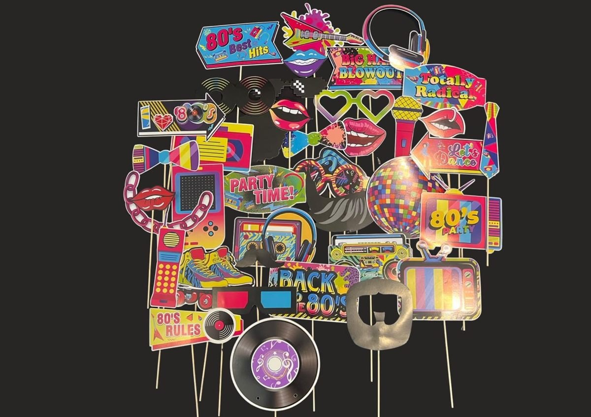 80s photo booth prop set available with Fotobooth Perth hire