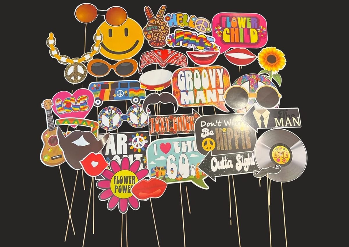 60s photo booth prop set available with Fotobooth Perth hire