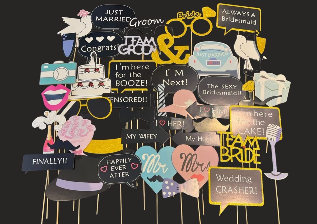 Wedding photo booth prop set available with Fotobooth Perth hire